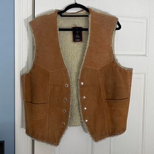 Vintage western genuine suede leather vest